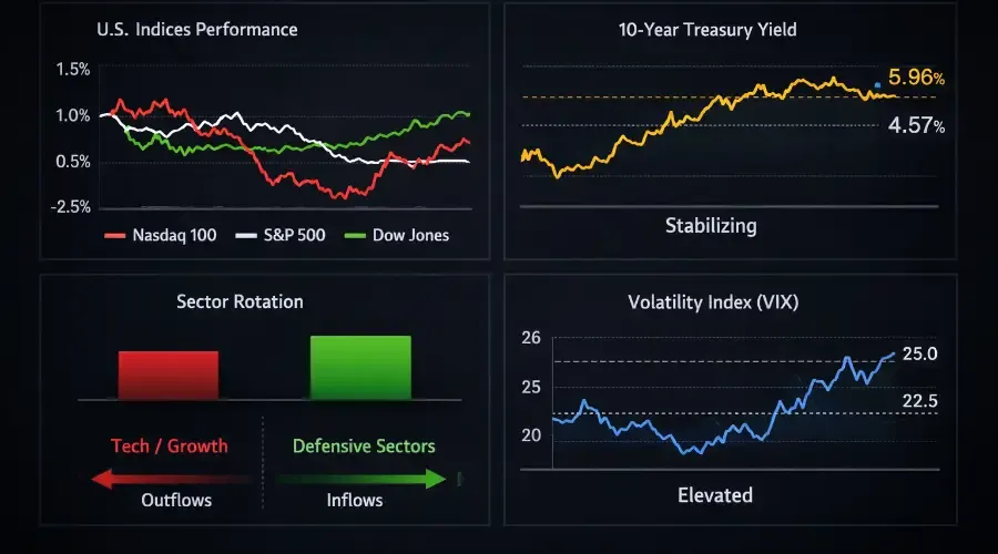 Markets Caught Between Tech Pressure and Rate-Cut Hope