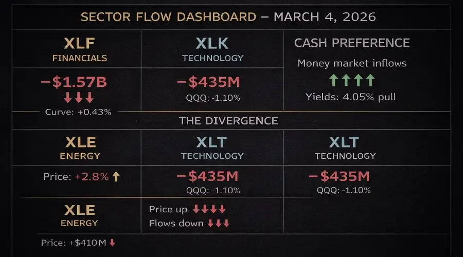 S&P 500 Flows Turn Negative Across Sectors as Iran Shock Drives Cash Preference