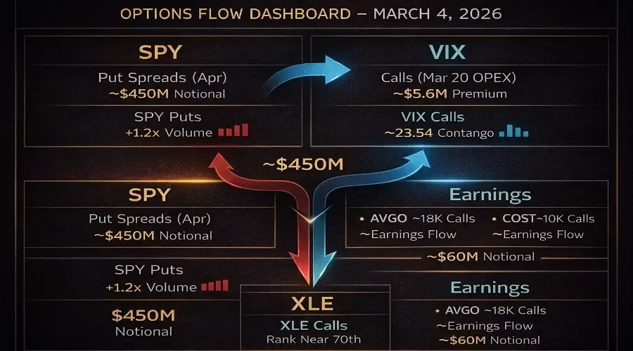 S&P 500 Options Flow: Defensive Hedging Builds as Volatility Rises