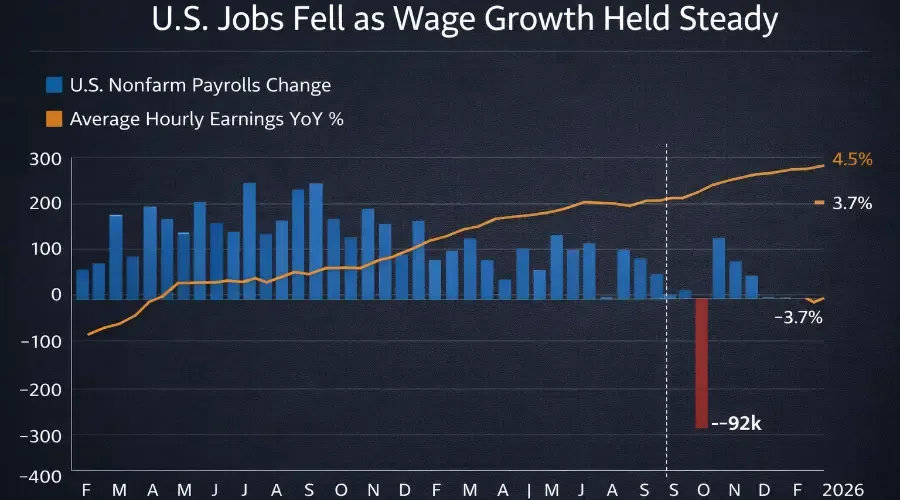February Jobs Report: Payrolls Plunge 92,000 as Wages Defy the Slowdown
