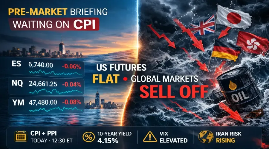 S&P 500 Futures Hold Flat Ahead of CPI as Yields Rise and Iran Oil Risk Builds