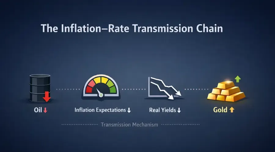Gold Rises as Oil Decline Eases Inflation Expectations and Real Yields