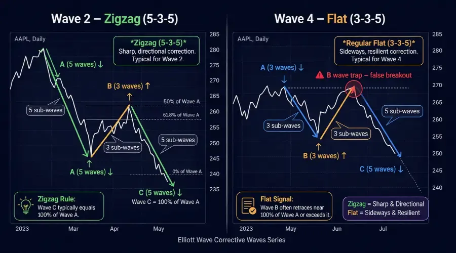 Elliott Wave Corrective Waves: Zigzag, Flat Patterns & Wave C Targets Explained