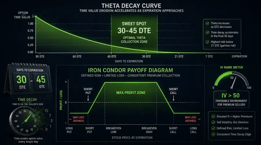Theta Decay Options Guide: Systematic Premium Collection for 2026