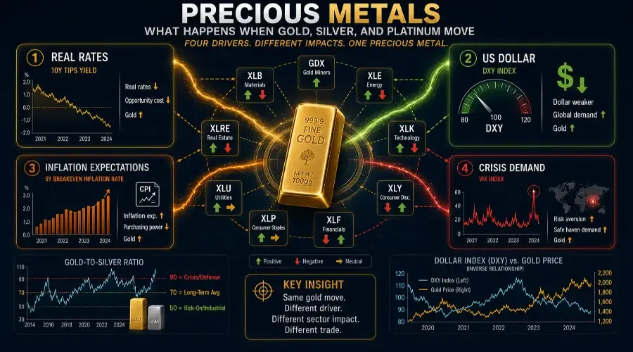 What Happens When Gold, Silver & Platinum Move: The Complete Precious Metals Playbook