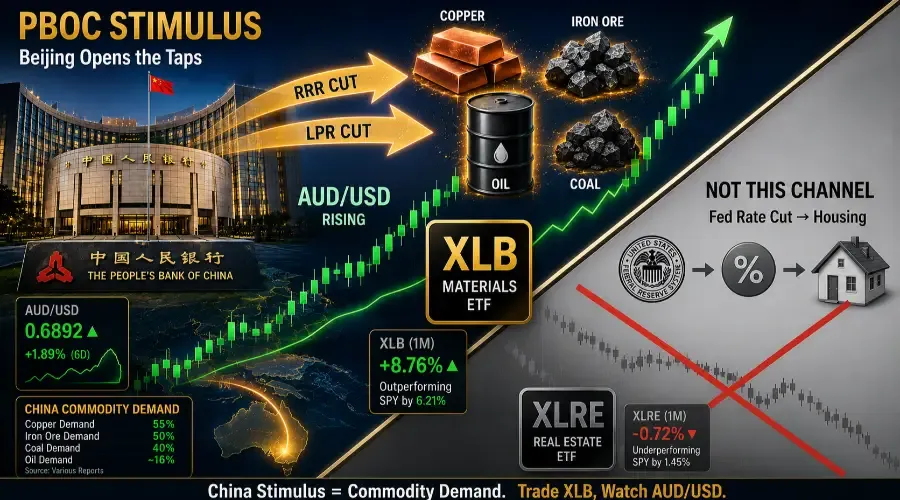 What Happens When China’s PBOC Stimulates the Economy? The XLB Commodity Surge Framework