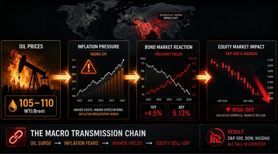 The Oil-Yields-Equities Chain: Why the S&P 500 and Nasdaq Just Dropped Hard