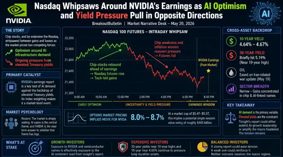 Nvidia Earnings Vigil: Nasdaq Whipsaws Between AI Optimism and Macro Gravity
