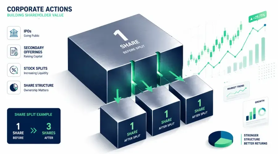 How Corporate Actions Impact Investors: The Guide to IPOs, Secondaries, and Stock Splits