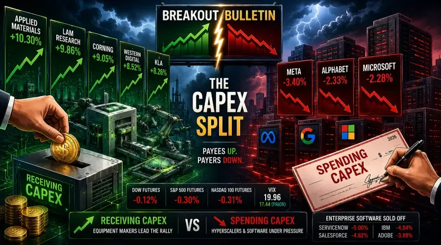 The Capex Trade Splits in Two: Equipment Makers Rip While the Spenders Fall