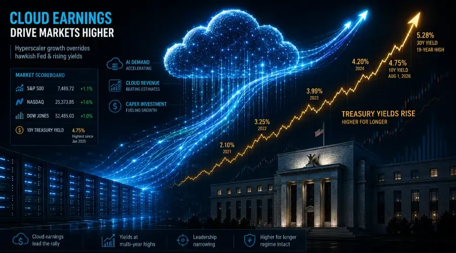 Nasdaq Leads Stocks Higher as Cloud Earnings Override a Hawkish Fed