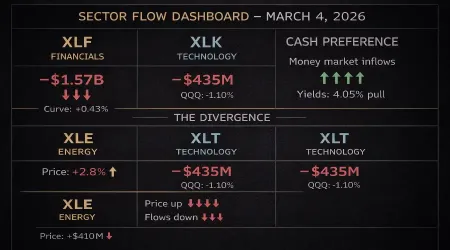 S&P 500 Flows Turn Negative Across Sectors as Iran Shock Drives Cash Preference
